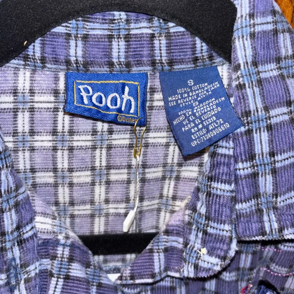 Vintage 90’s Disney Men's Winnie the Pooh Eeyore Purple Button Down Shirt Size S - Picture 5 of 6